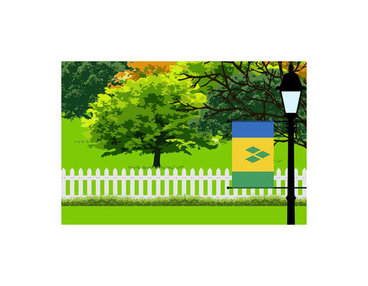 Saint Vincent and the Grenadines Trees Street Lamp Canvas Print Framed