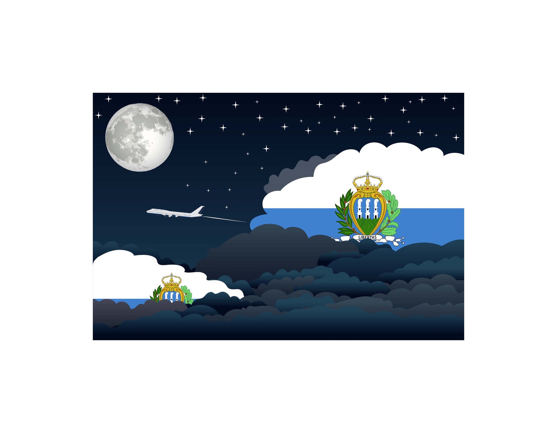 San Marino Night Clouds Canvas Print Framed