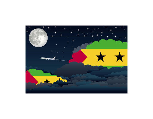 Sao Tome and Principe Night Clouds Canvas Print Framed