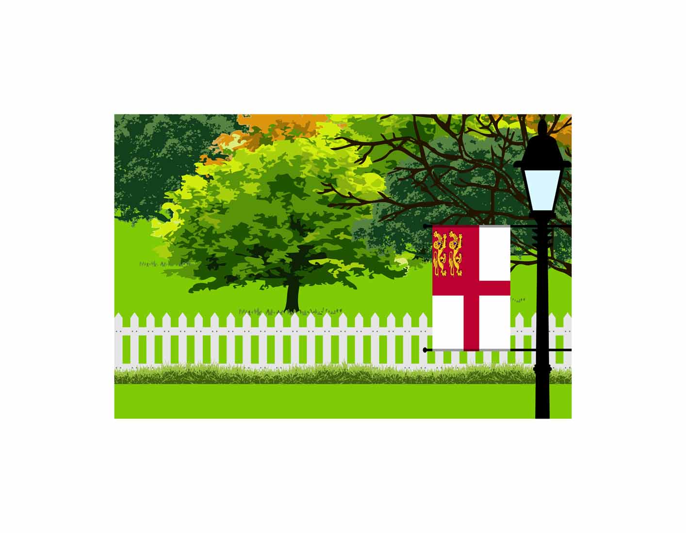 Sark Trees Street Lamp Canvas Print Framed