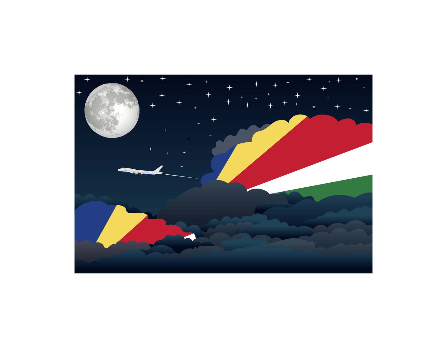 Seychelles Night Clouds Canvas Print Framed