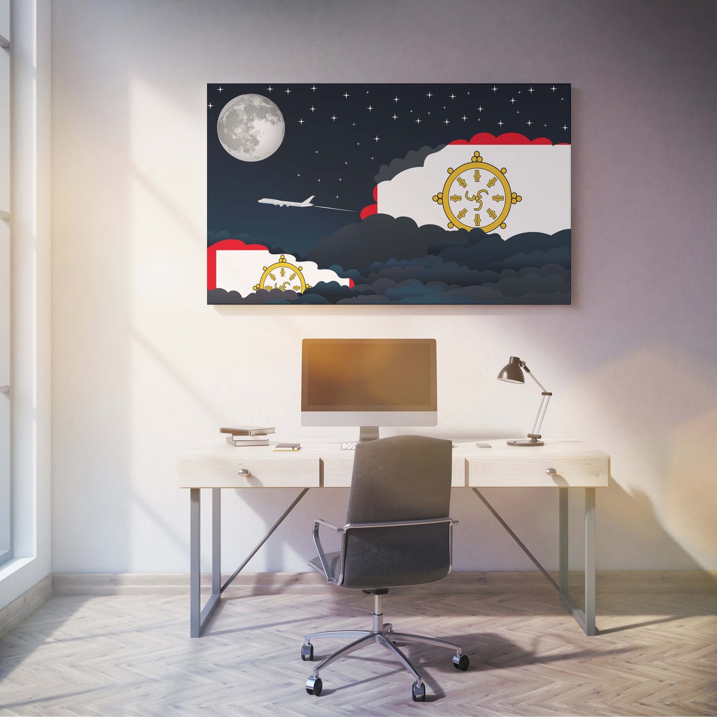 Sikkim Night Clouds Canvas Print Framed