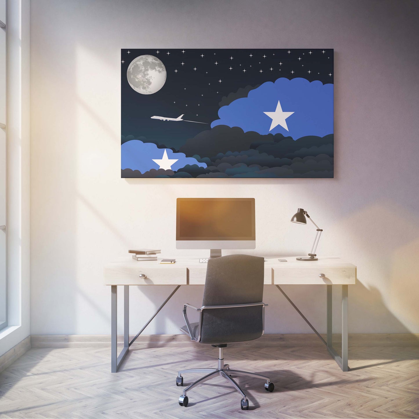 Somalia Night Clouds Canvas Print Framed