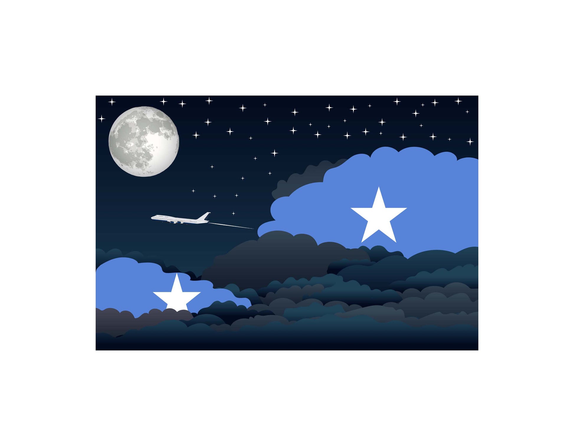 Somalia Night Clouds Canvas Print Framed