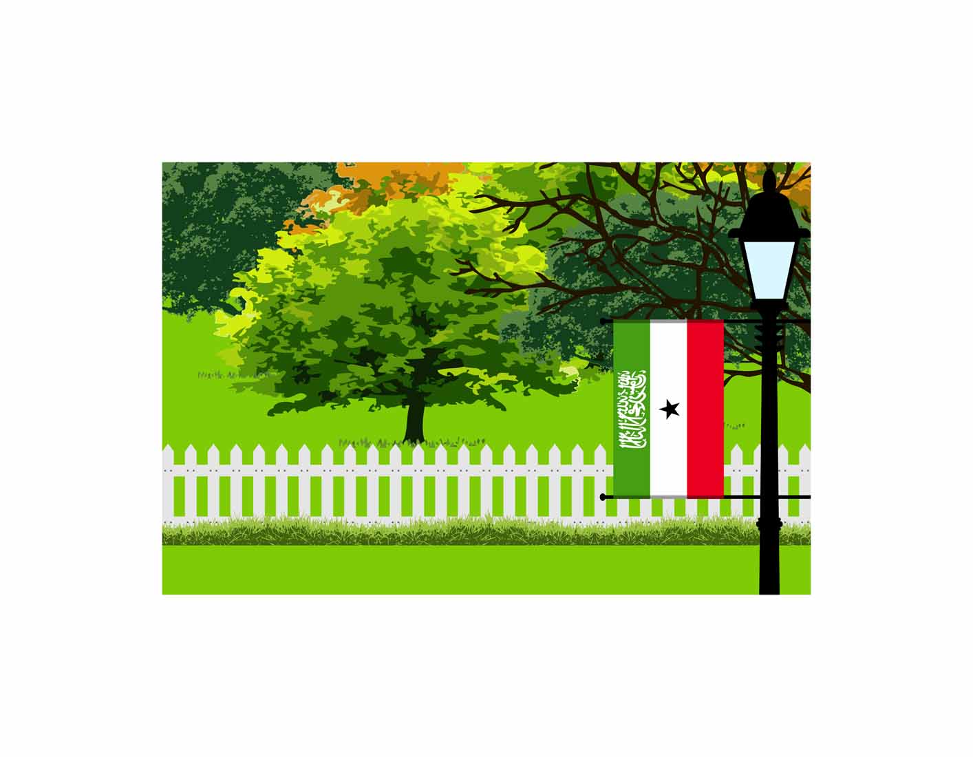 Somaliland Trees Street Lamp Canvas Print Framed